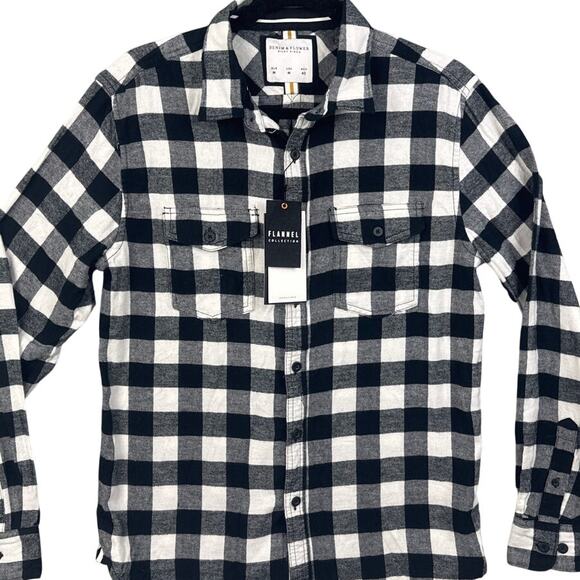 Ricky Singh Denim & Flower Men's Buffalo Check Flannel Shirt Button Up SZ M NWT - Picture 1 of 10